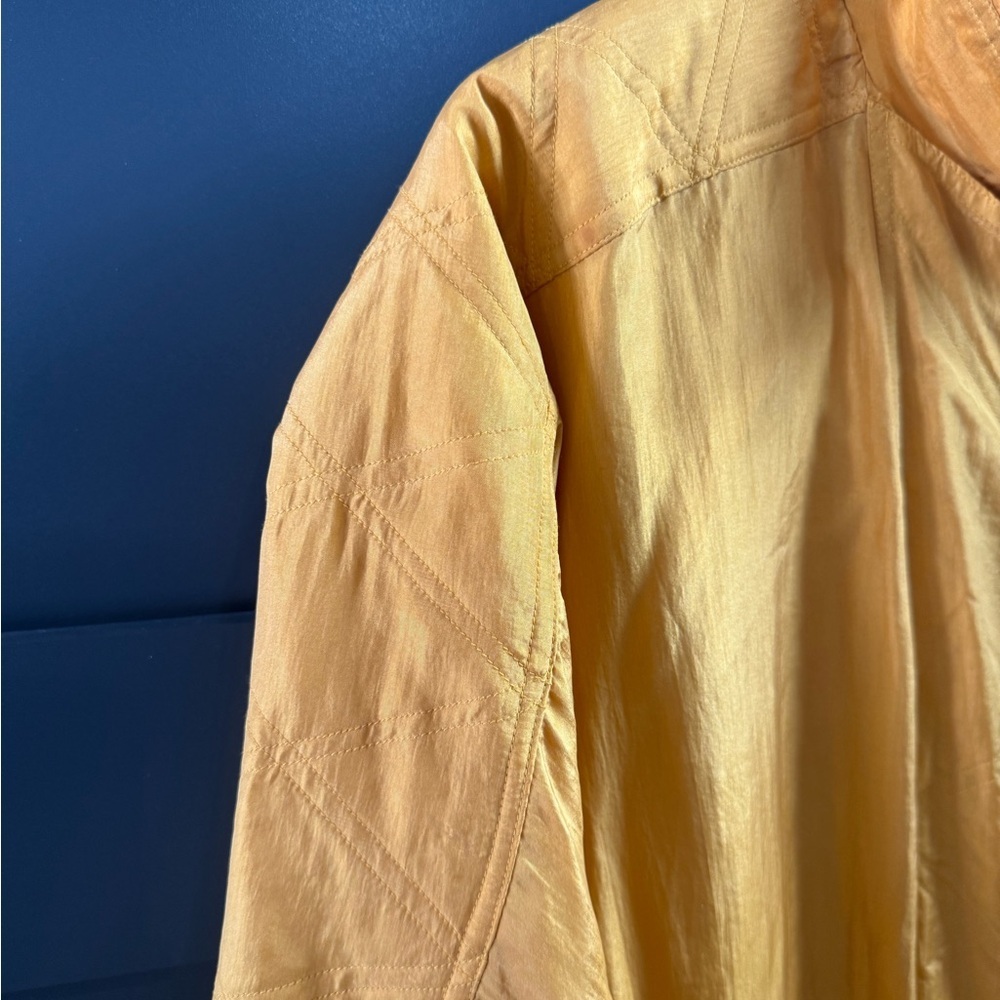 Vintage 80s 90s Otello Pelle Women's Windbreaker Size XL Gold 100% Silk - Picture 3 of 11